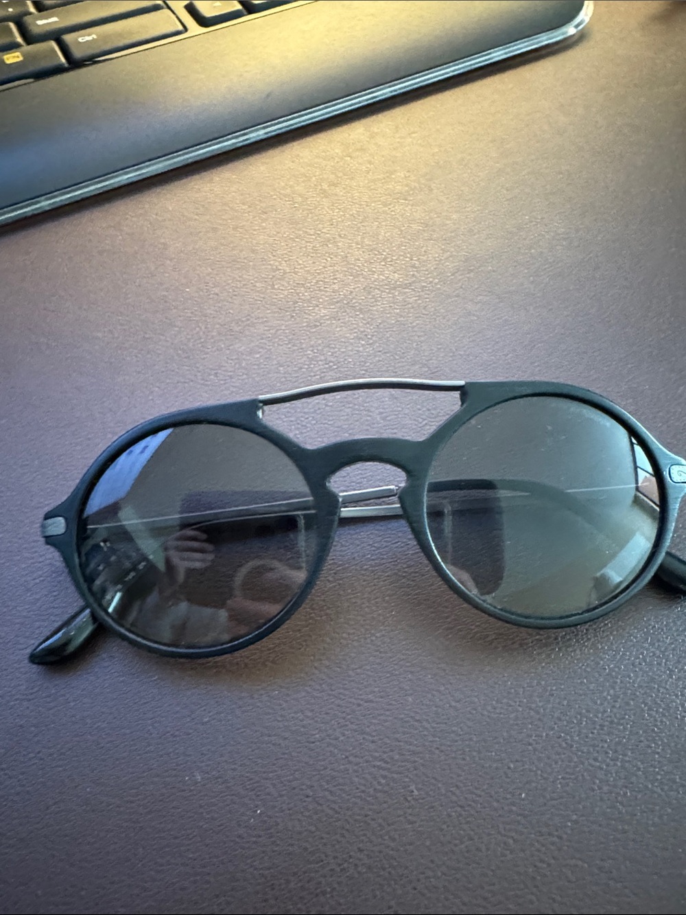 Giorgio Armani - Black Round Sunglasses with Double Bridge - Picture 7 of 8